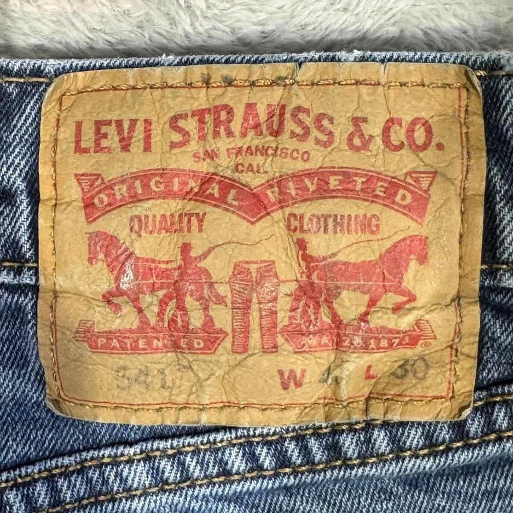 Levis 541 Jeans Mens 40x30 Blue Stretch Denim Athletic Fit Mid Rise Tapered